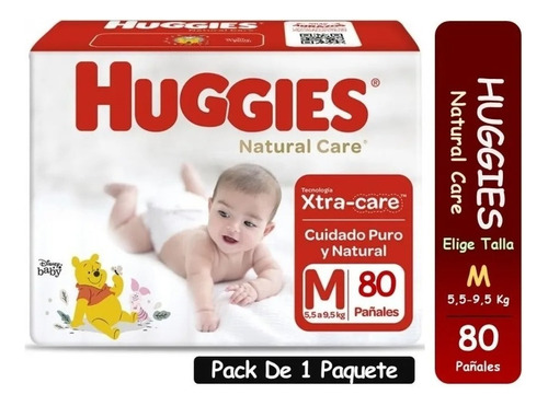 Pañales Huggies Natural Care Quincenal Talla M 80 Pañales