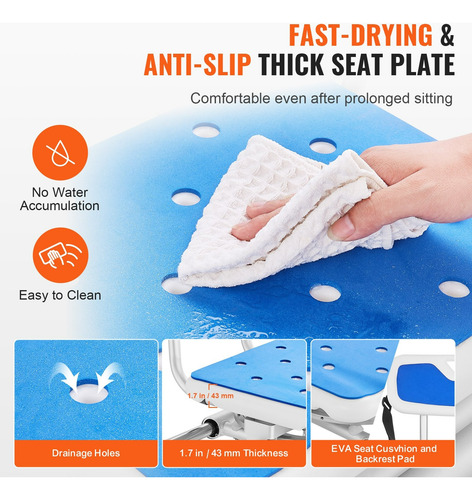 Silla Deslizante Bañera Ducha Asiento Giratorio 360 Grados