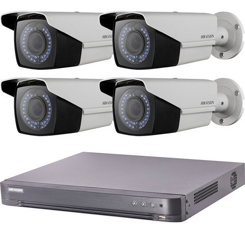 Kit Seguridad Hikvision Dvr 8 + 4 Camaras 1080p Varifocal