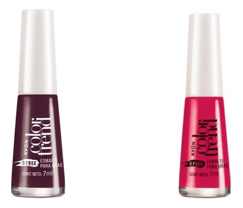 Rojo Vino Brillo + Rosa Hollywood Para Uñas Avon Set X 2