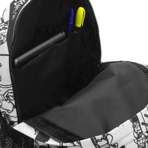Mochila Bolsa Grande Infantil Resistente Estudante Notebook Cor Branco - Preto