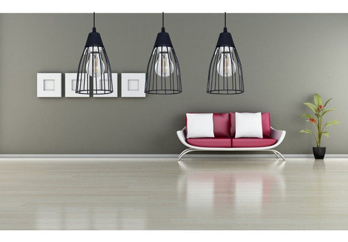 Imagen 2 de 2 de Lampara Colgante Vintage Moderno Living 1 Luz Jaula Cono