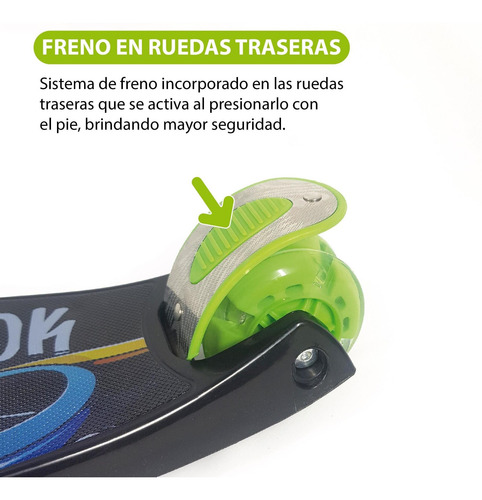 Imagen 8 de 10 de Monopatín Kossok Park - Plegable 3 Ruedas Luz Led - Infantil