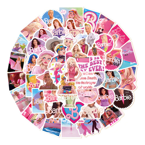 Color Rosa Stickers 50 Calcomanias De Pvc Contra Agua