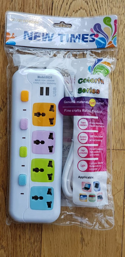 Enchufe Zapatilla Universal Entrada Usb Alargador Hogar Blanco