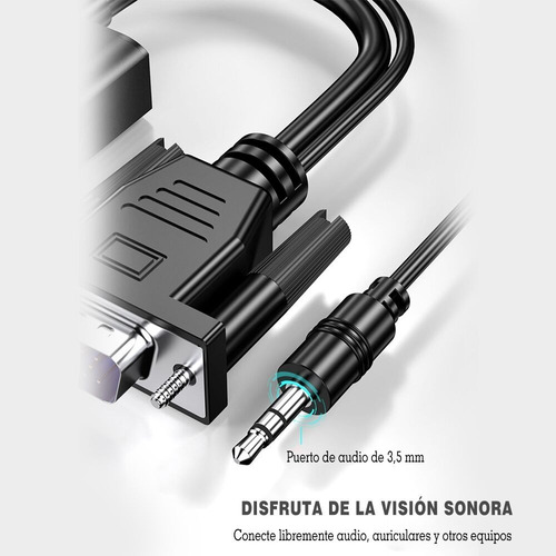 Imagen 7 de 10 de Cable Convertidor Video Vga A Hdmi + Audio Full Hd 1080p