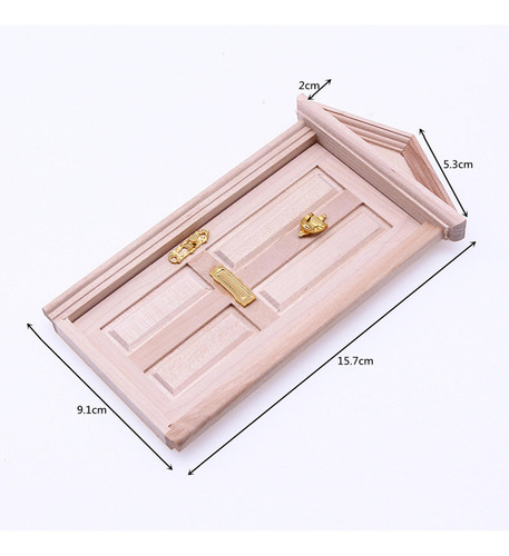 ) Mini Modelo De Puerta De Madera Sin Pintar Con Pomo De