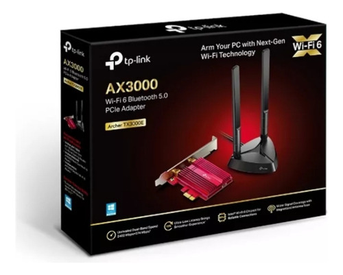 Tarjeta De Red Pcie Wifi 6 Ax3000 + Bt 5.2, Archer Tx3000e