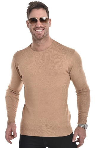 Imagen 2 de 6 de Sweater Pullover Hombre Entallado De Hilo Liso Colores