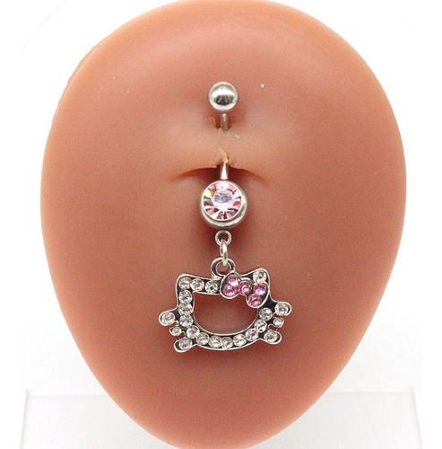 C Hello Kitty Mujer Acero Inoxidable De Piercing Ombligo