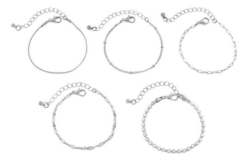 5 Pulseras De Oro Para Mujer, Pulsera De Moda Con Dijes,