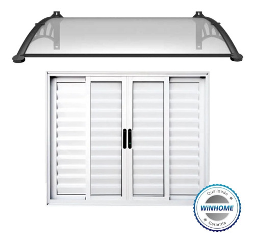 Toldo Versátil Em Policarbonato Compacto Para Portas E Janelas Win Home 80cm X 62cm Cristal