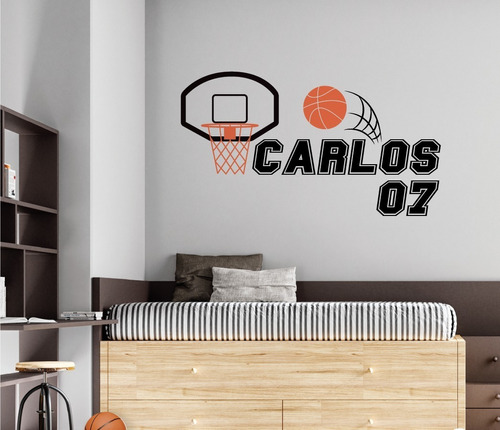 Vinilos Adhesivo Decorativo Niño Baloncesto + Nombre, Numero