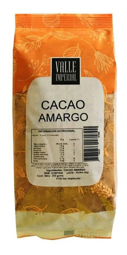 Cacao Amargo 250 Gr - Valle Imperial 