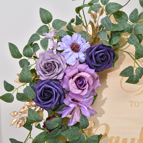 2 Piezas Boda Arch Flowers Arch Floral Arrance Con Púrpura