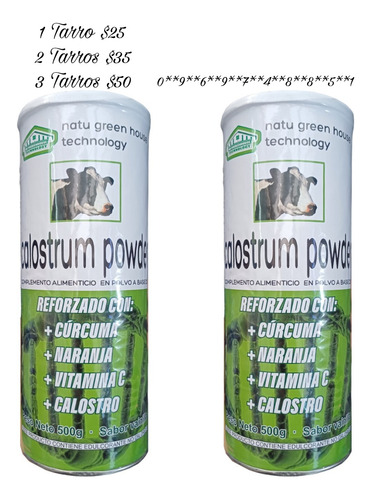 Colostrum Calostro Bovino 2 Tarros Promo+ Curcuma Vitamina C