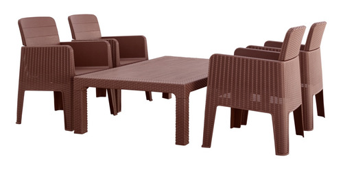 Set Jardin Mesa Ratona Rectangular + 4 Sillones Milo Quality