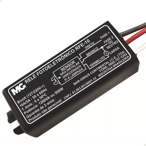 Relé Fotoelétrico Compacto 500w Bivolt Rfe-10 Margirius