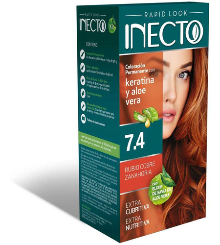  Inecto Kit Coloración Permanente Con Keratina Y Aloe Vera Tono 7.4 Rubio cobre zanahoria