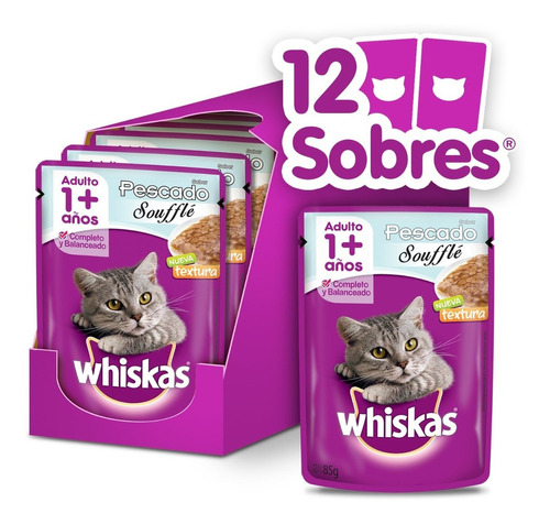 Whiskas Alimento Húmedo Sobrecito Gato Pescado Soufflé 12 Un