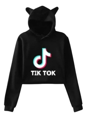 Sueteres Croptop Estampado Tiktok Con Orejitas De Gato 