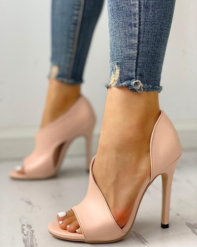 Modernos Zapatos De Tacón Ultra Alto Con Punta Abierta De 7