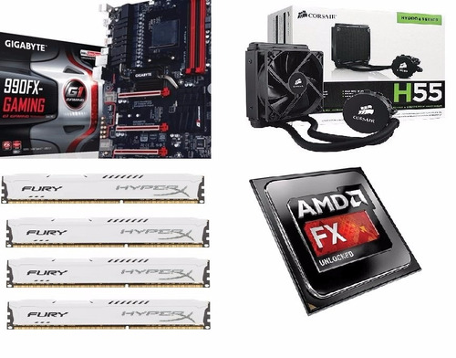 Kit 990fx Gaming G1 Gigabyte +fx 9590+32gb 1600mhz+h55 Water