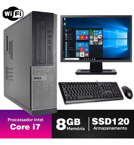 Desktop Barato Dell Optiplex Int I7 2g 8gb Ssd120 Mon19w
