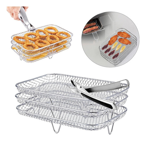 . Accesorios For Freidora De Aire En Rack Apilable De Tres