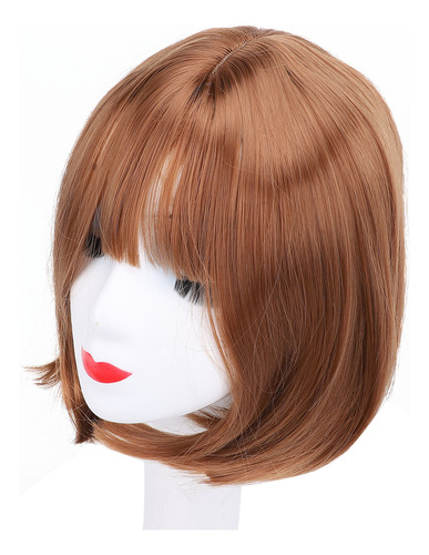Peluca Straight Bob De Longitud Media Sintética De Color Ama