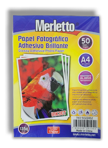 Papel Fotografico Adhesivo 135gr A4 50h Pack 10 Paquetes