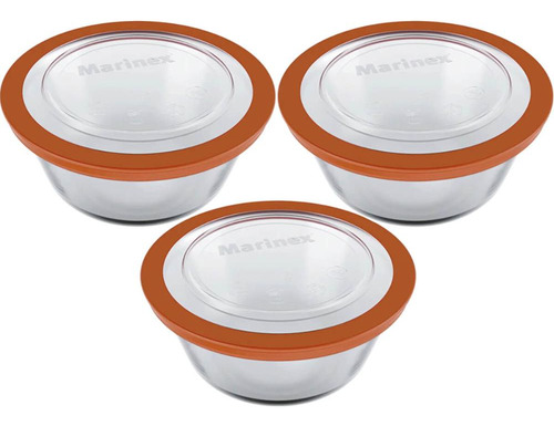 Kit 3 Pote De Vidro 2,4l Marinex Refratário Redondo Tampa Pl