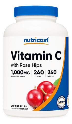 Vitamina C 1000mg (240 Cápsulas) Nutricost Hecho En E.u