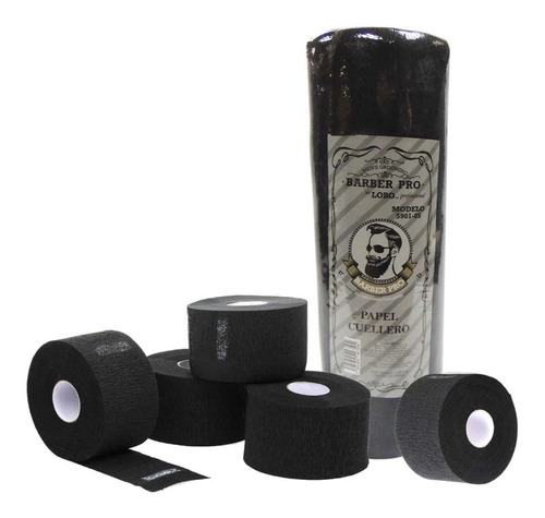 Rollo Papel Cuello Negro Peluqueria Barberia Barbero X 5