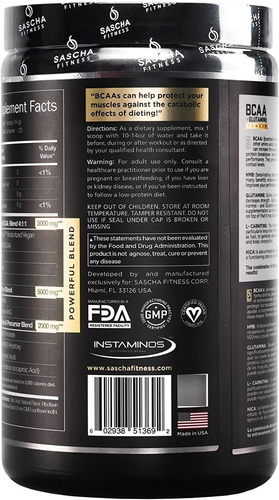 Imagen 4 de 9 de Bcaa Sascha Fitness + Glutamina + L-carnitina Aminoácido