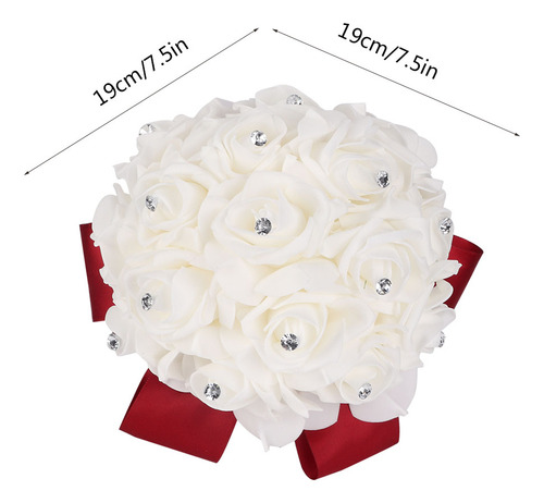 Ramo Artificial De Flores De Novia Con Diamantes De Imitació