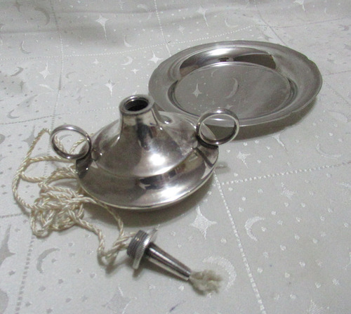 Antiguo Mechero Plateado Mecha Algodón Con Plato Lappas (Usado)