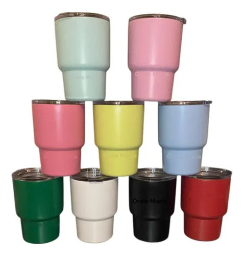 Mini Termo Taza Tequilero Shot 80ml Varios Colores C/ Popote Negro