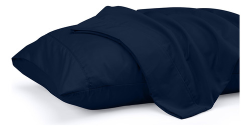 Fundas De Almohada Suaves Estandar King Set De 2 Piezas Azul Azul Marino Liso