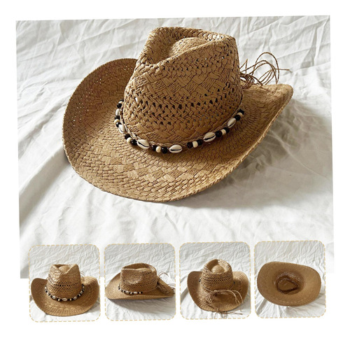 Sombrero Vaquero Paja Protección Solar Brima Ancha Vajilla