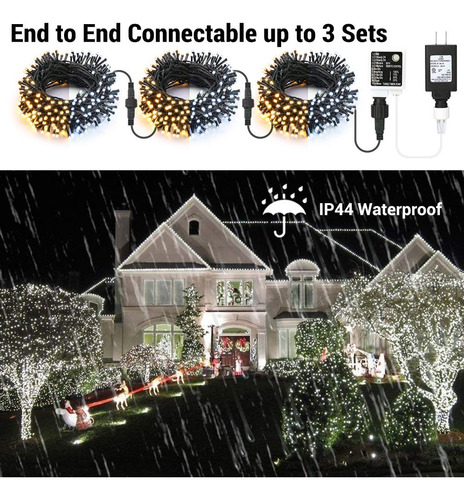 Guirnalda De Luces De Navidad Con Control Remoto Blanco Frío Y Blanco Cálido. Liso