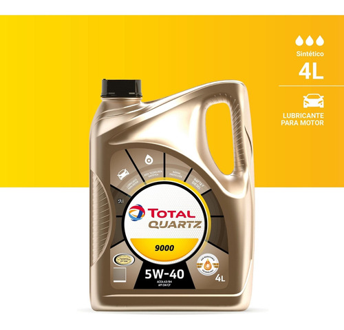 Aceite Para Motor Total Quartz 9000 5w40 X 4 Litros 100 % Sintético