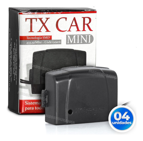 Kit 04 Tx Car Controle Abrir Portão Farol Carro Luz 433mhz