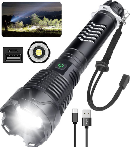 Linterna Led Recarga Rapida Usb 150000 Lumen Impermeable  