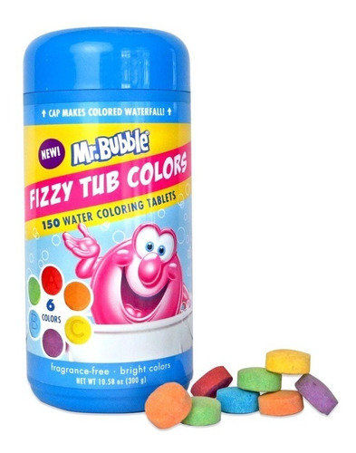 Mr. Bubble Fizzy Tub Colors 150 Water Coloring Tablets Impor