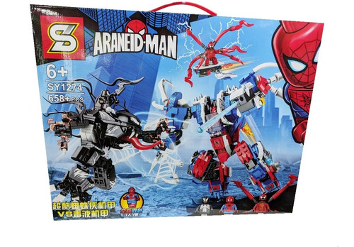 Set Figuras Spiderman Vs Venom Armable 658 Piezas