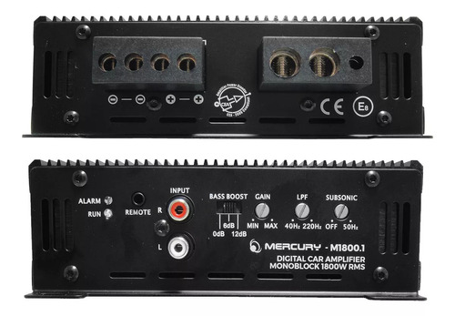 Amplificador para autos, pickups & suv Mercury M1800.1 con 1 canal y 1800W