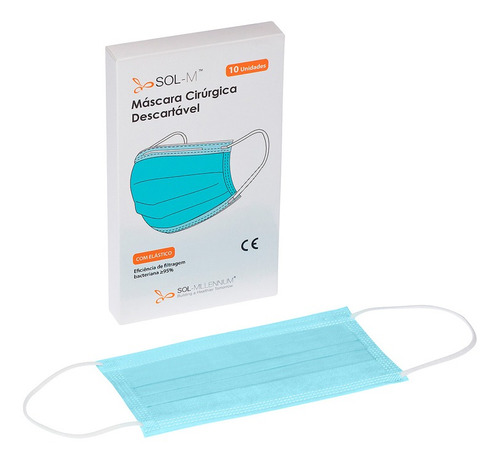 Imagem 1 de 7 de 10 Máscaras Descartáveis Tripla Camada Com Clipe Nasal Adult