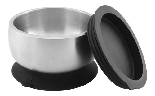 Tigela Inox Com Ventosa E Tampa Preto (+4m) - Avanchy