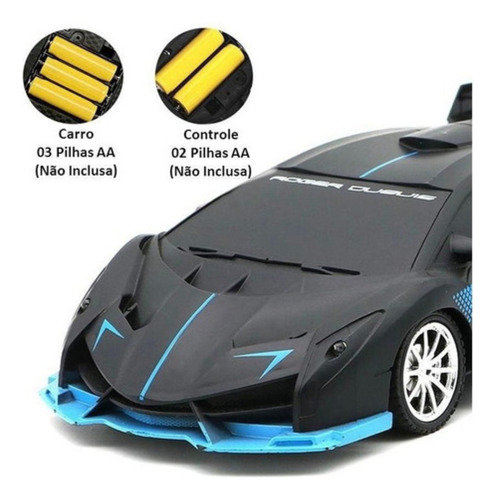 Fun Game Carrinho De Controle Remoto Corrida Veloz Com Luz No Farol Cor Preto/Azul